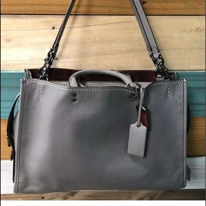 Coach Rogue 39 gray w/ burgandy suede interior